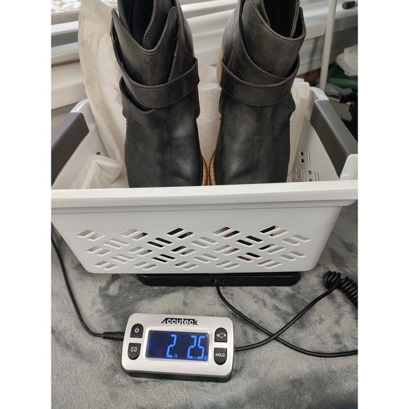 Free People Black Leather Buckle Ankle Boots Womens 39.5 Pointed Toe Block Heel - Picture 11 of 11